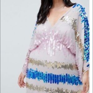 NWT ASOS Curve Sequins Kimono Mini Dress